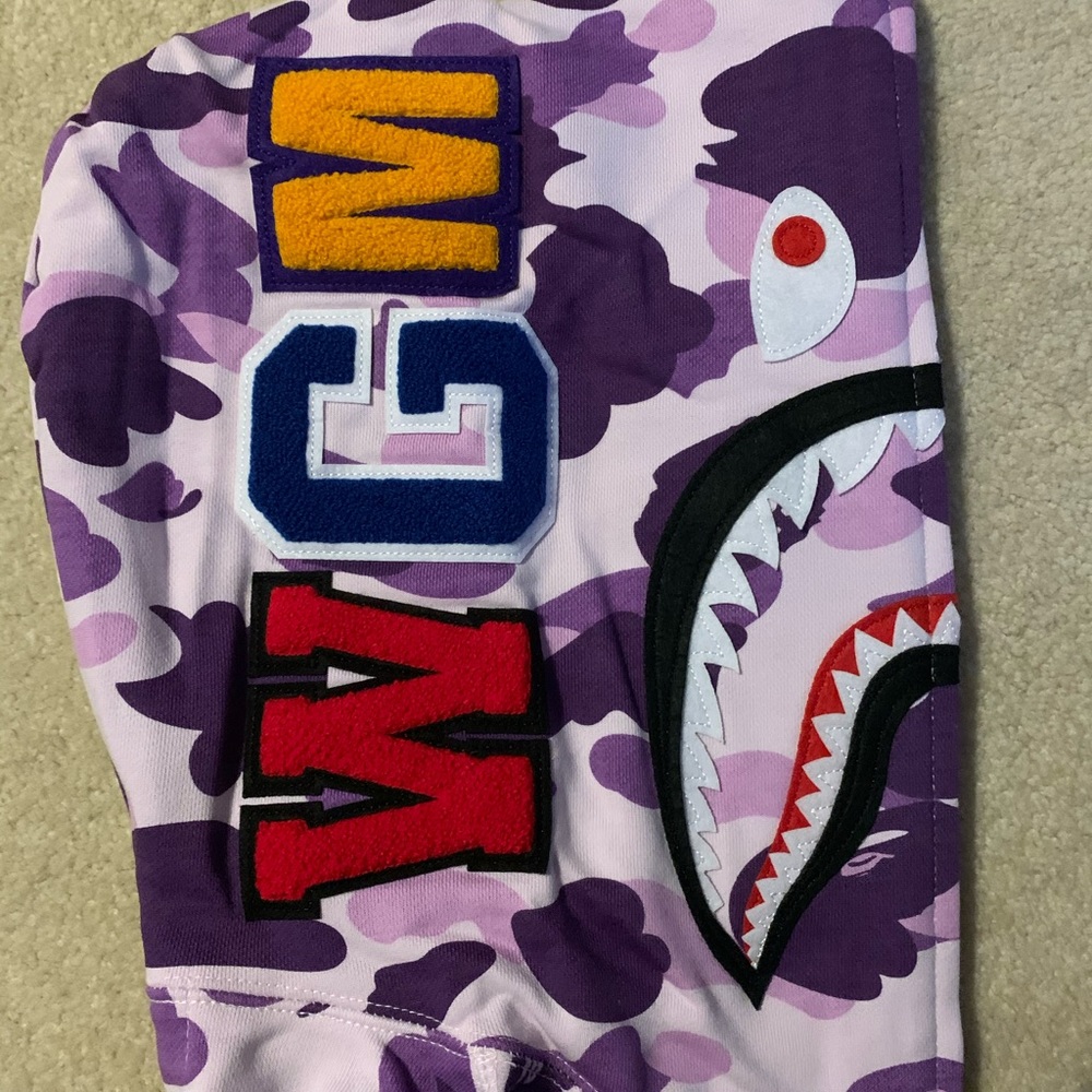 Bape A Bathing Ape Purple Japan Shark Hoodie - Picture 8 of 8